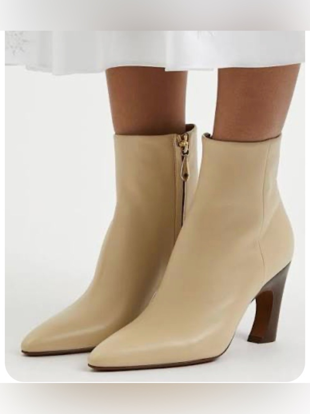 Chloe Oli Cream Leather Ankle Boots